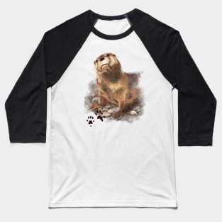 Cute Watercolor Otter Animal Art Baseball T-Shirt